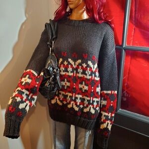 Vintage Baggy Knit Crew Neck Sweater